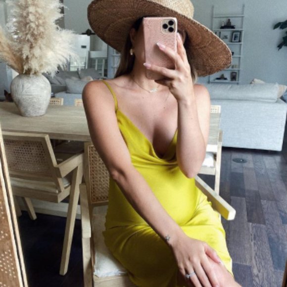 Shop Starlow Green Midi Slip Dress Size Medium - Picture 3 of 6